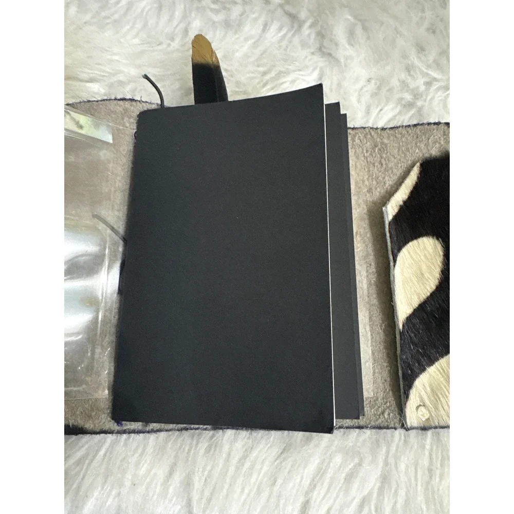 Notebook Travelers Journal Cover Unisex A6 Zebra Print Calf Hair Star Studs